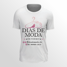 Camiseta branca com a logo da Dias de Moda Uniformes bordada
